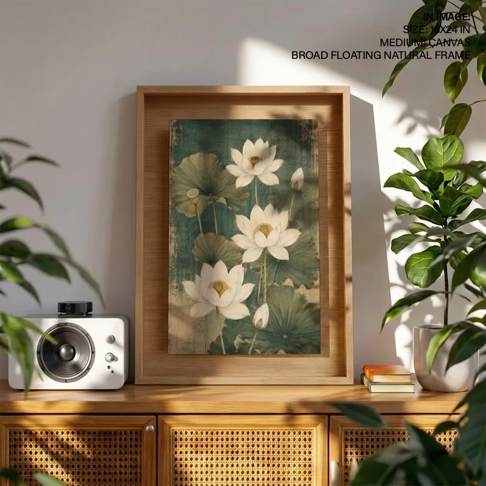 Serene Lotus Teal – Vastu Shastra Space Decor, Northeast, For Spiritual Awakening
