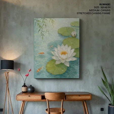 Tranquil Koi Lilies – Vastu Shastra Space Decor, Northeast, For Spiritual Awakening