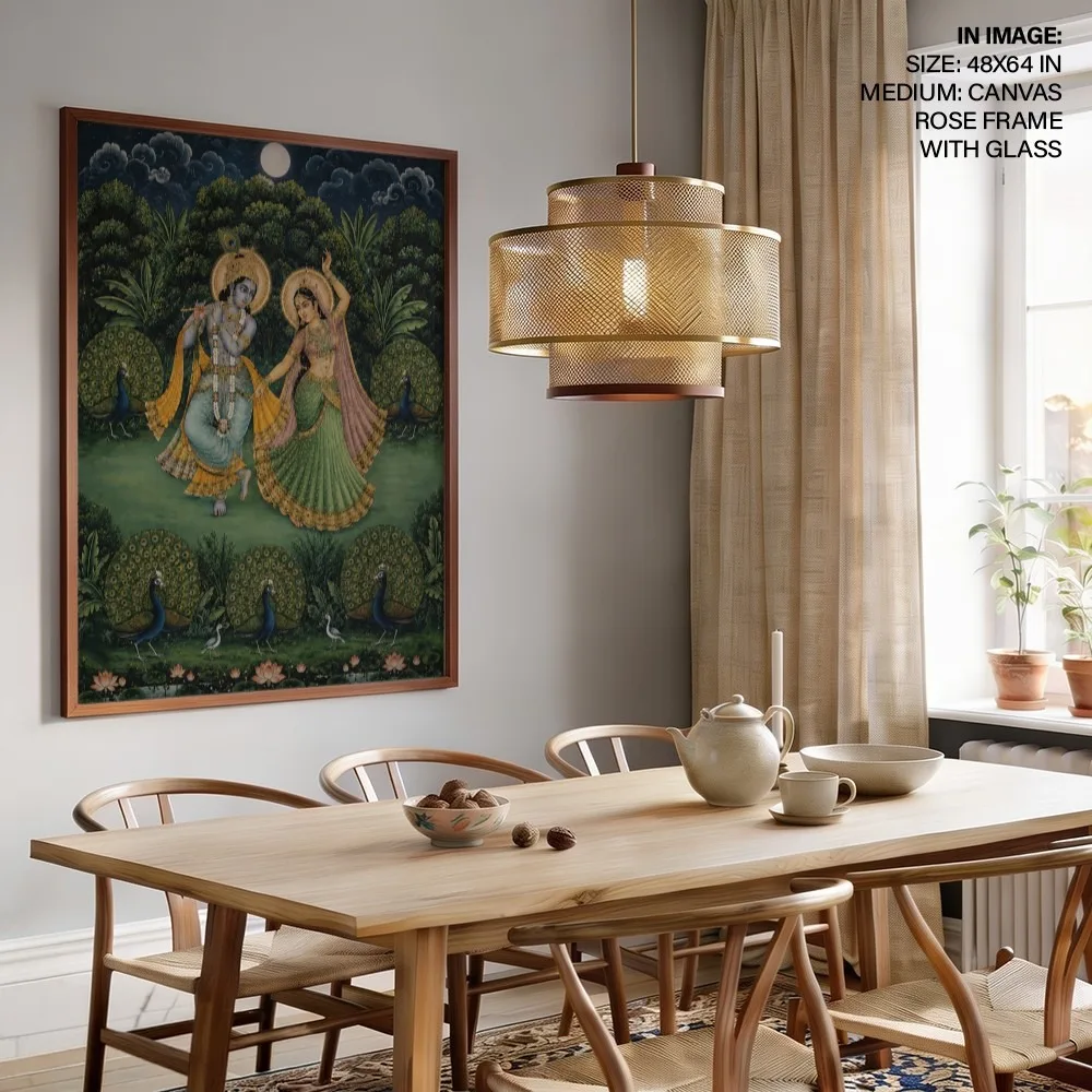 Radha Krishna's Moonlit Night – Vastu Energy Wall Art, Northeast, For Love & Harmony