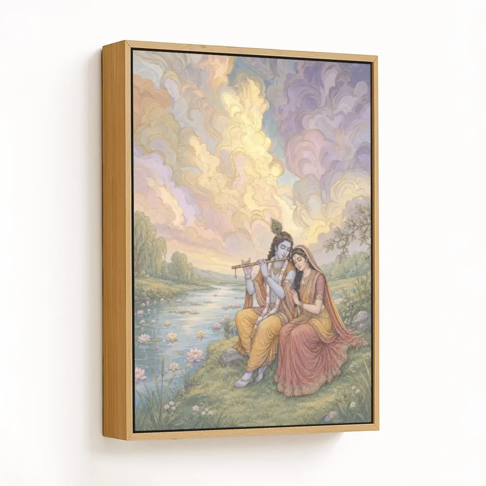 Radha Krishna's Ethereal Clouds – Vastu Shastra Art, Northeast, For Love & Harmony"