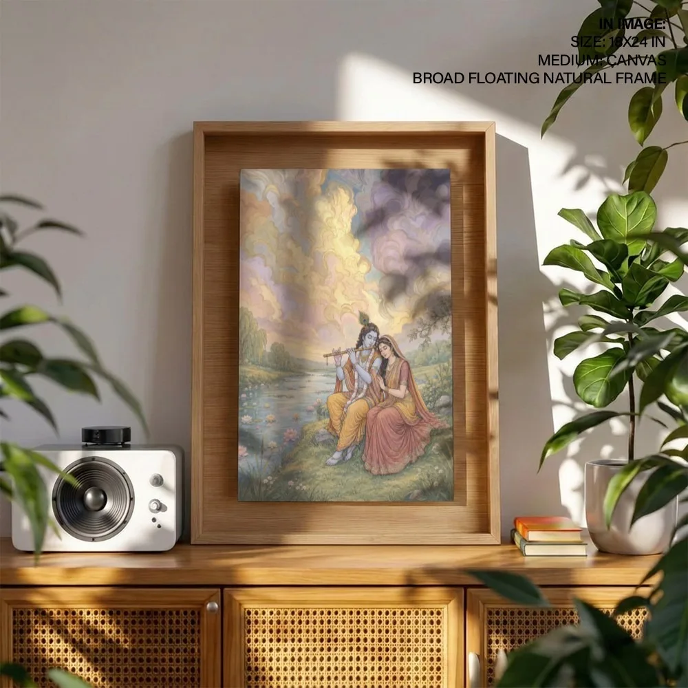 Radha Krishna's Ethereal Clouds – Vastu Shastra Art, Northeast, For Love & Harmony"