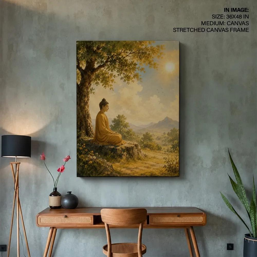 Buddha's Golden Light – Vastu Energy Wall Art, Northeast, For Meditation & Spirituality