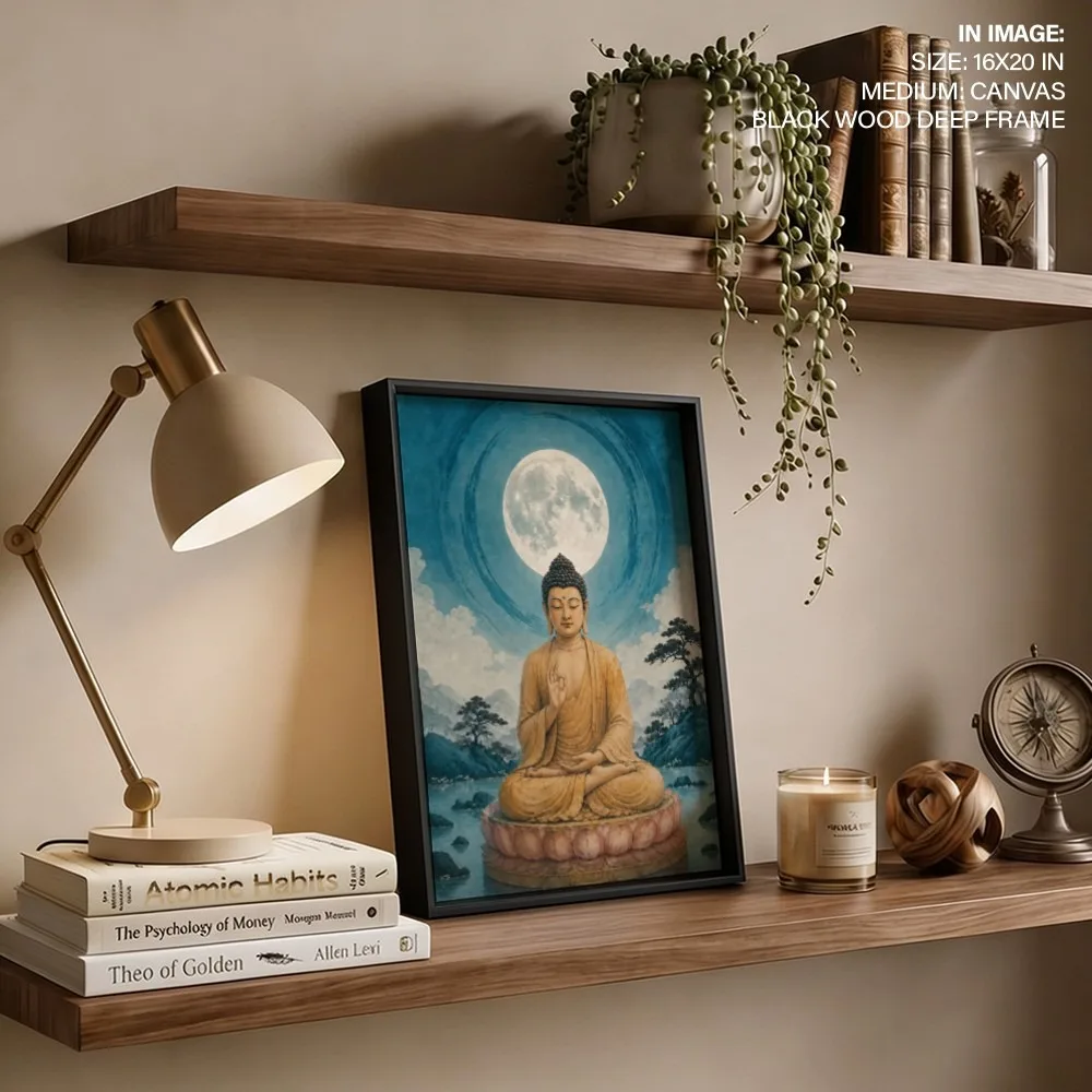 Luminous Moon Buddha – Vastu Energy Wall Art, Northeast, For Meditation & Spirituality