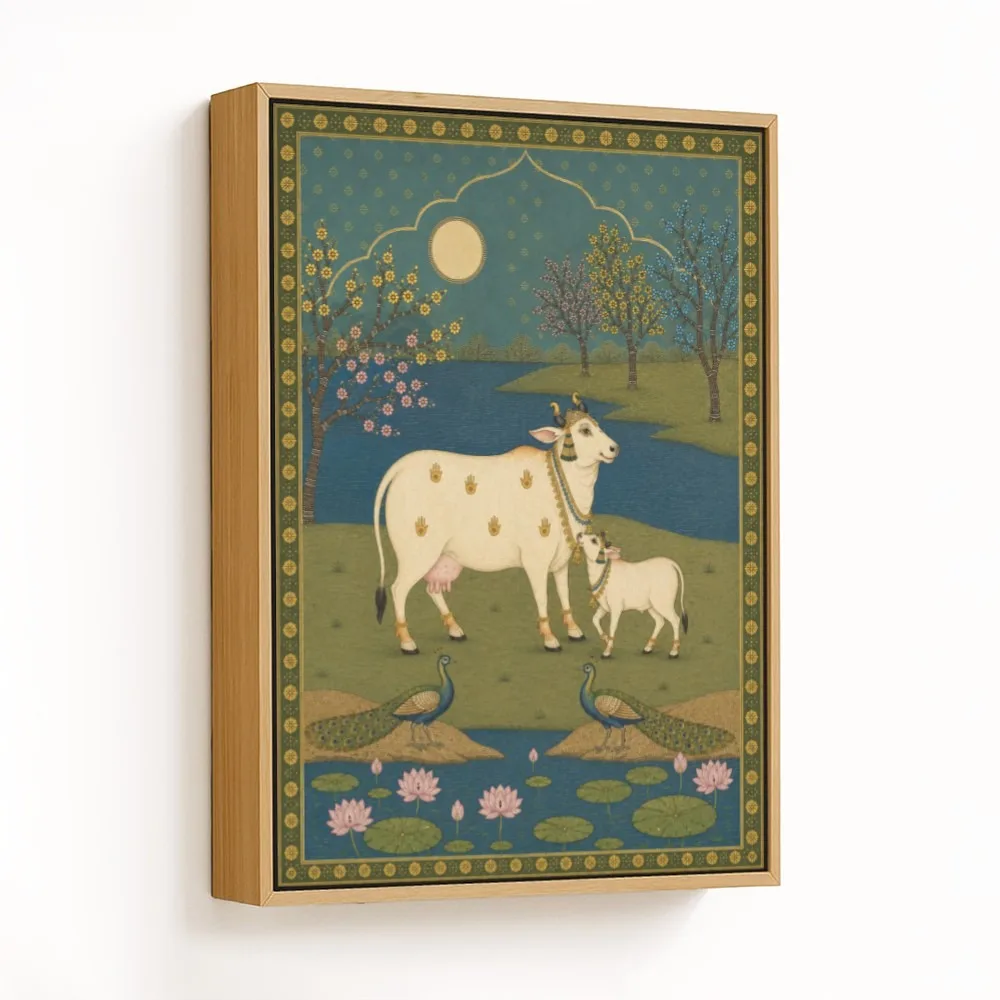 Luminous Cow and Calf – Vastu Energy Wall Decor, Northeast, For Peace & Prosperity