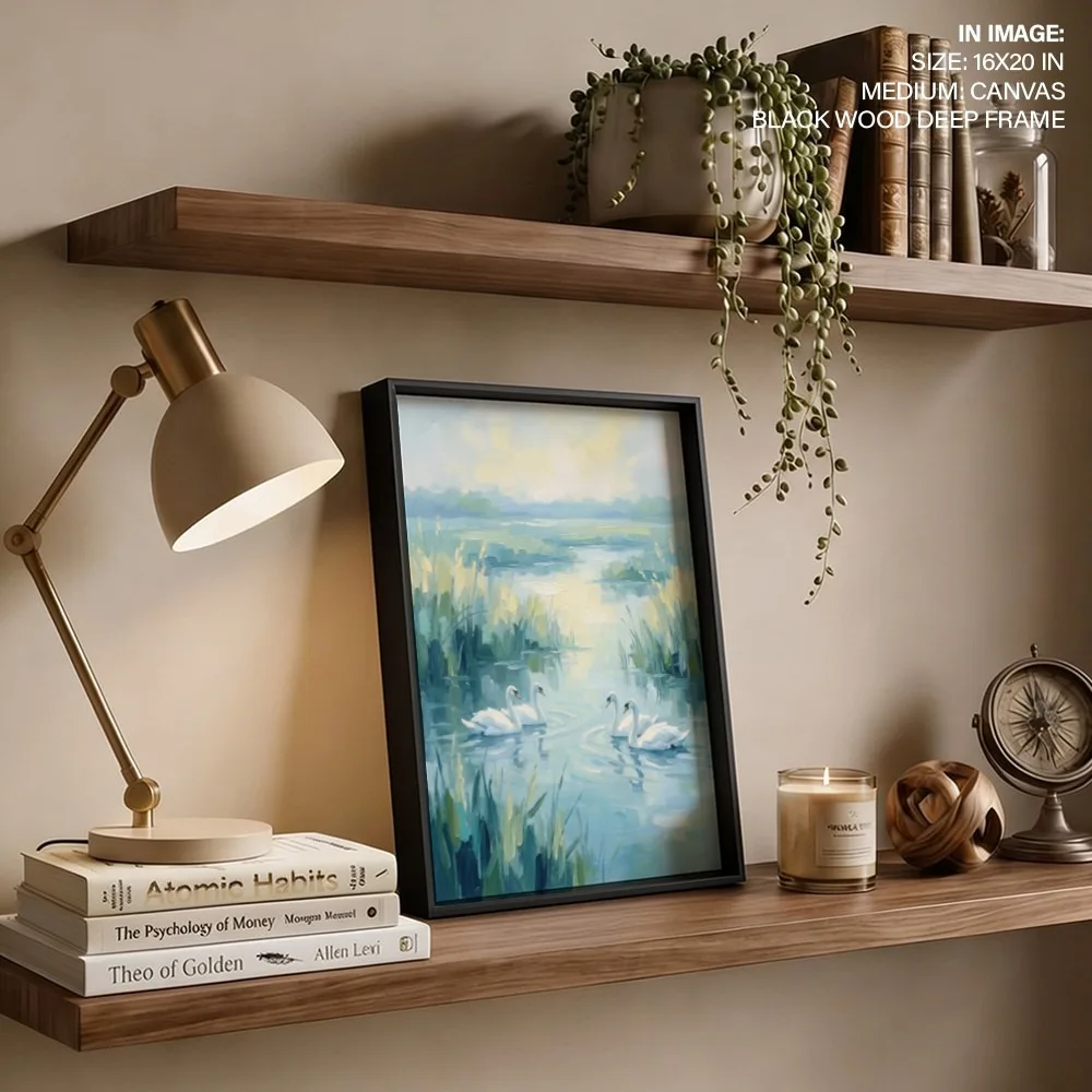 Serene Wetland Swans – Vastu Energy Home Decor, Northeast, Mental Clarity & Peace,