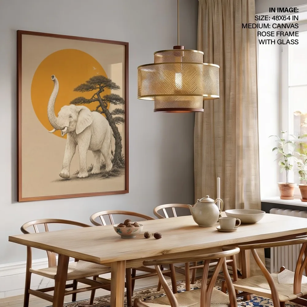 Elephant's Golden Dawn – Vastu Shastra Space Decor, Northwest, For Victory and Protection