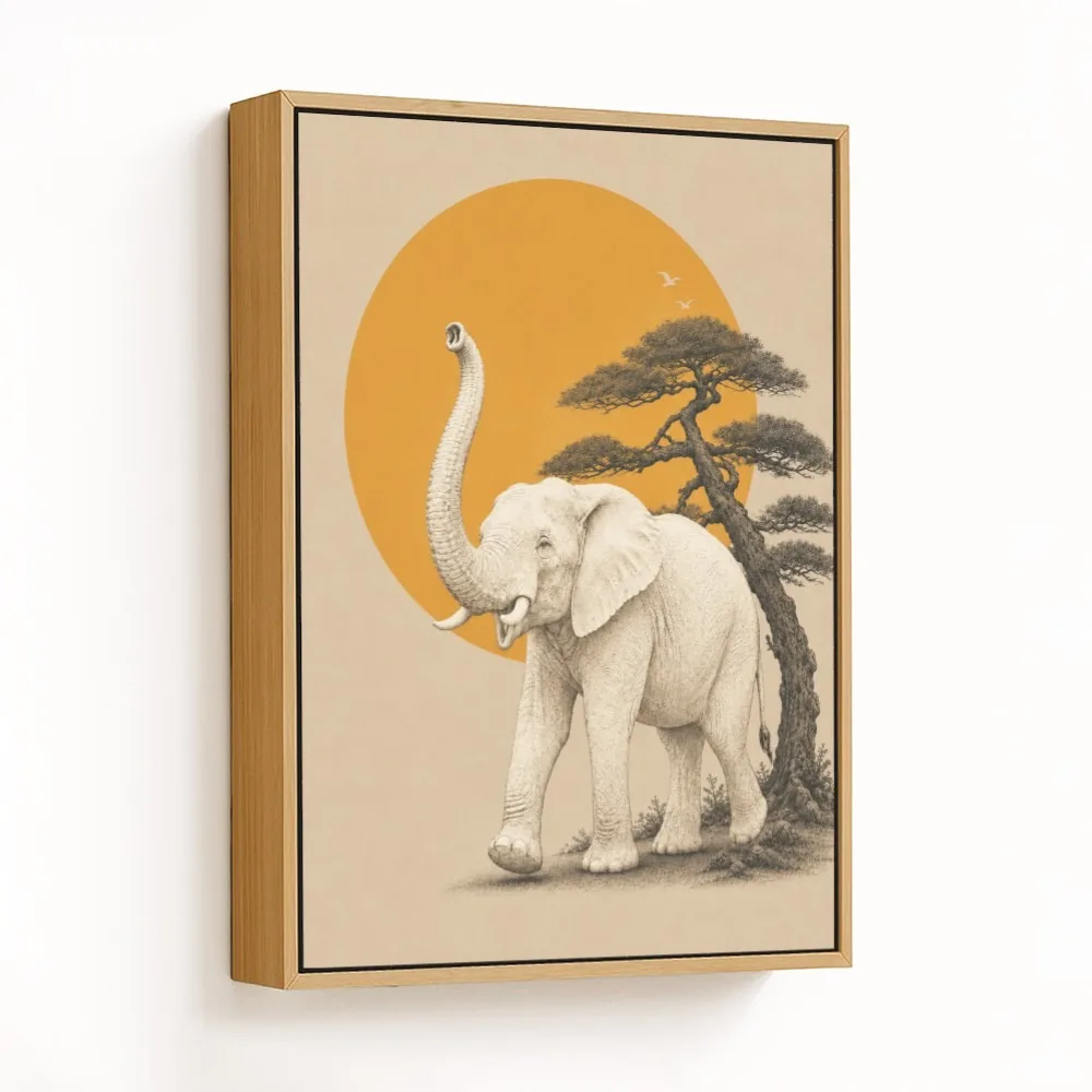 Elephant's Golden Dawn – Vastu Shastra Space Decor, Northwest, For Victory and Protection