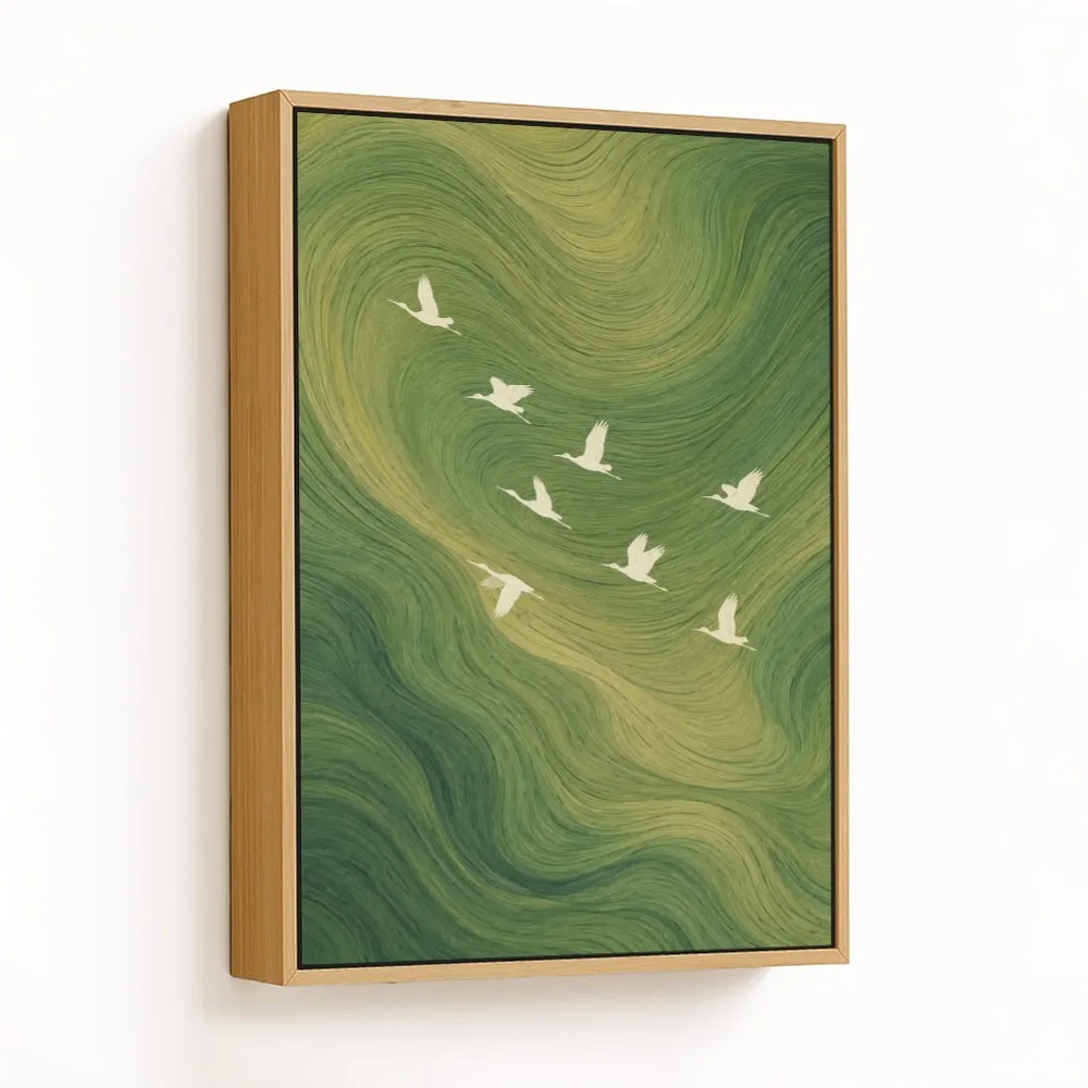 Graceful Birds Emerald Flow – Vastu Home Decor, Northwest, For New Opportunities and Personal Growth