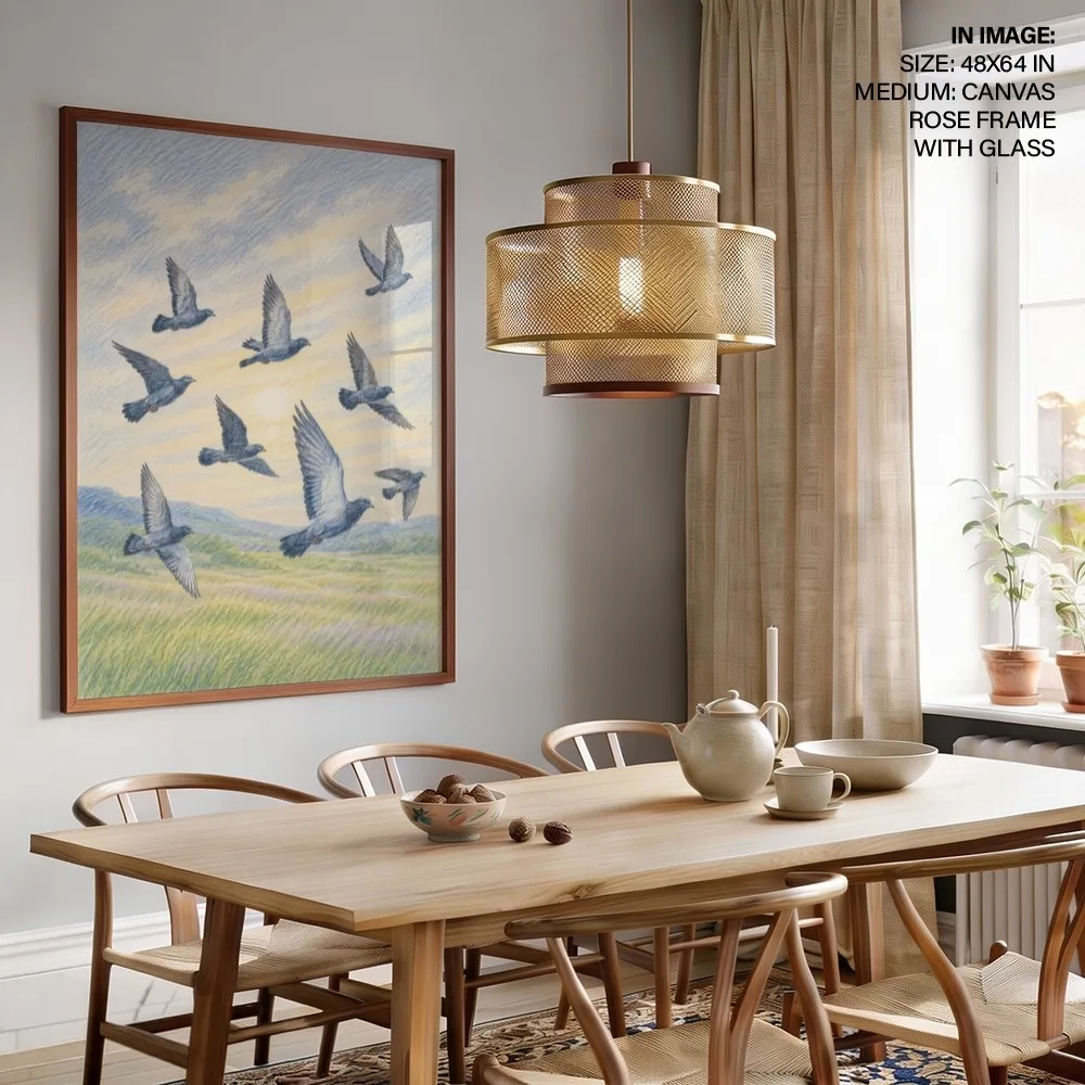Pigeons at Golden Dawn – Vastu Shastra Space Decor, , – Vastu Home Decor, Northwest, For New Opportunities and Personal Growth