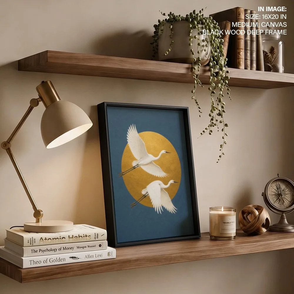 Soaring Golden Egrets – Vastu Energy Wall Decor, , – Vastu Home Decor, Northwest, For New Opportunities and Personal Growth