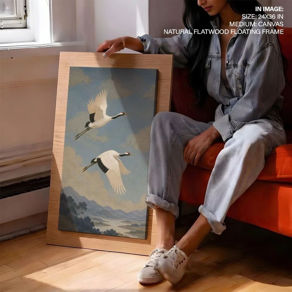 Cranes of Gilded Sky – Vastu Wall Hanging, Northwest, For New Opportunities and Personal Growth