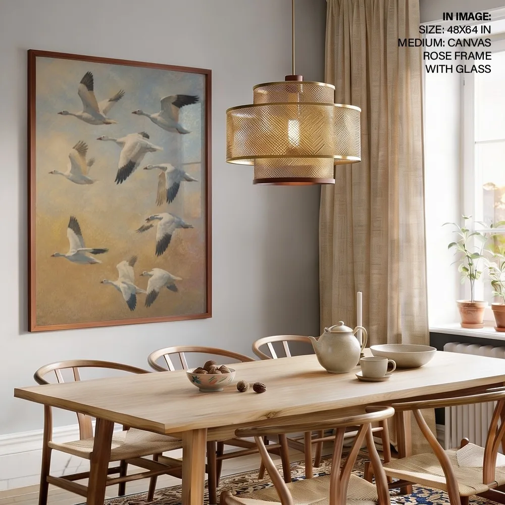Golden Snow Geese – Vastu Energy Wall Art, Northwest, For New Opportunities and Personal Growth