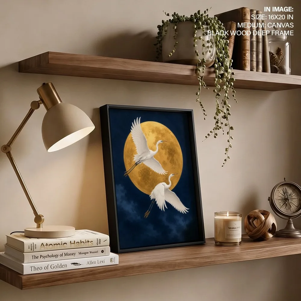 Graceful Egrets Moon – Vastu Home Decor, Northwest, For New Opportunities and Personal Growth