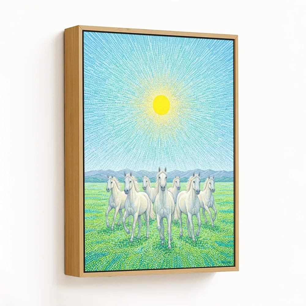Luminous White Horses – Vastu Wall Hanging, Northwest, For Boosts Business and Financial Support