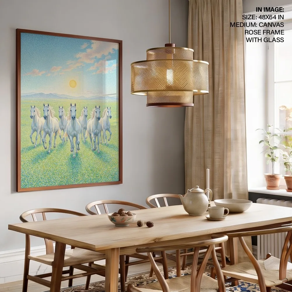 Thundering White Horses – Vastu Wall Hanging, Northwest, For Boosts Business and Financial Support