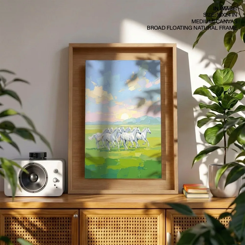 Golden Sunset Horses – "Vastu Shastra Space Decor, Northwest, For Boosts Business and Financial Support
