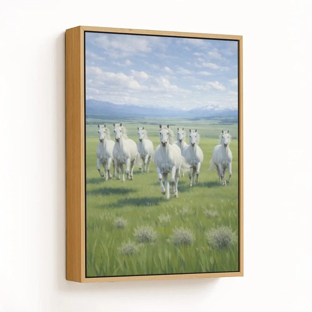 Spirited White Horses – Vastu Wall Hanging, Northwest, For Boosts Business and Financial Support