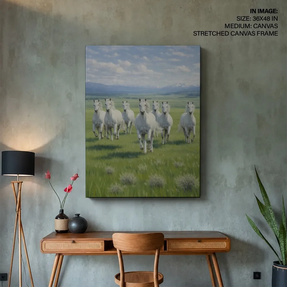 Spirited White Horses – Vastu Wall Hanging, Northwest, For Boosts Business and Financial Support