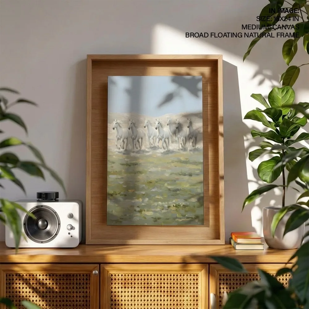 Galloping White Stallions – Vastu Energy Wall Art, Northwest, For Boosts Business and Financial Support