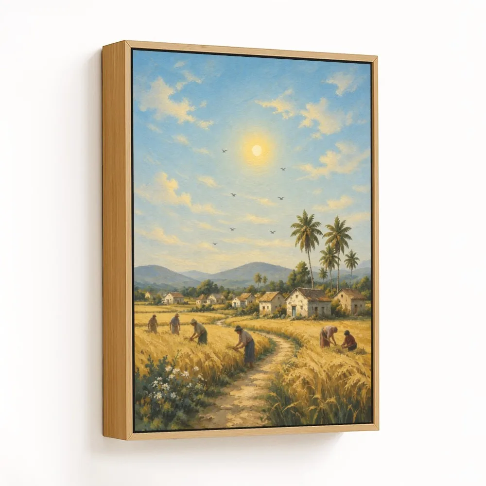 Romantic Village Harvest – Vastu Energy Wall Decor, West, For Prosperity and Stability.