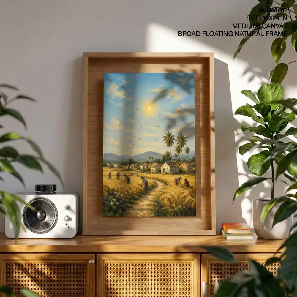 Romantic Village Harvest – Vastu Energy Wall Decor, West, For Prosperity and Stability.