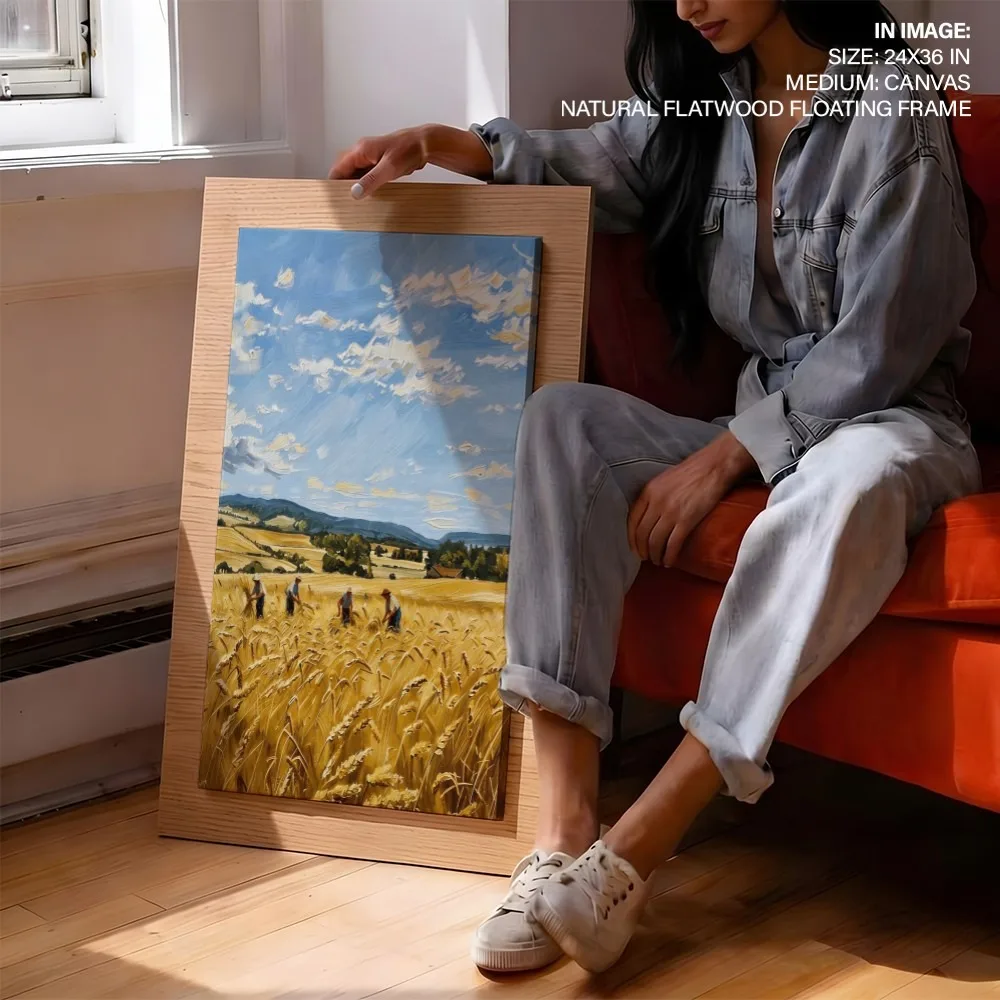 Impressionism Harvesting Wheat Field – "Vastu Shastra Space Decor, West, For Prosperity and Stability.