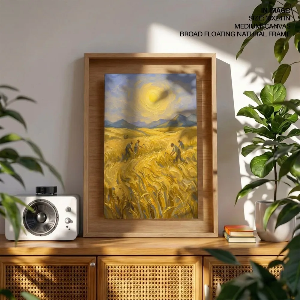 Imressionism Wheat Field Harvest – Vastu Shastra Art, West, For Prosperity and Stability."