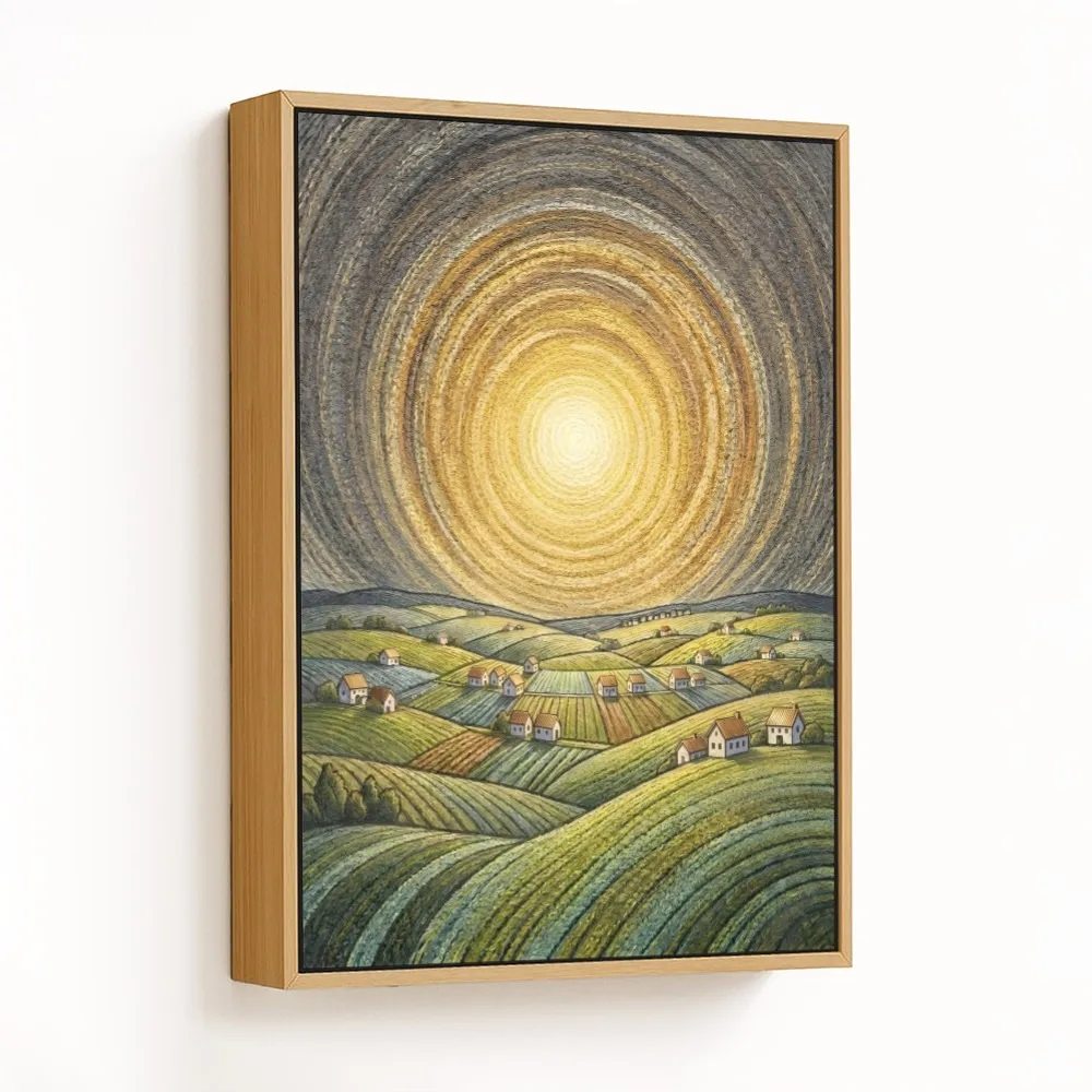 Surrealism Rural Landscape Swirl – Vastu Wall Hanging, West, For Prosperity and Stability.
