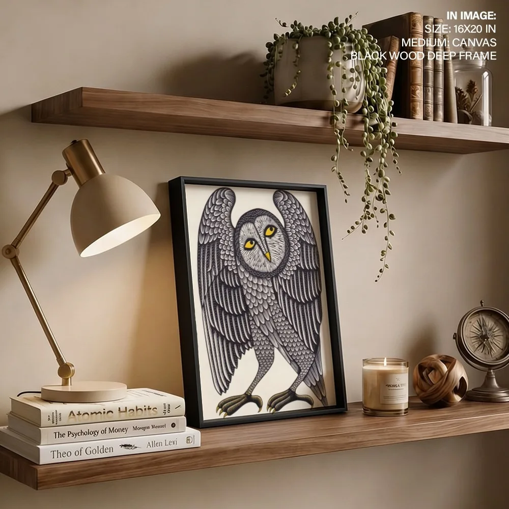 Golden-eyed Owl – Vastu Energy Wall Decor, West, For Wisdom and Prosperity