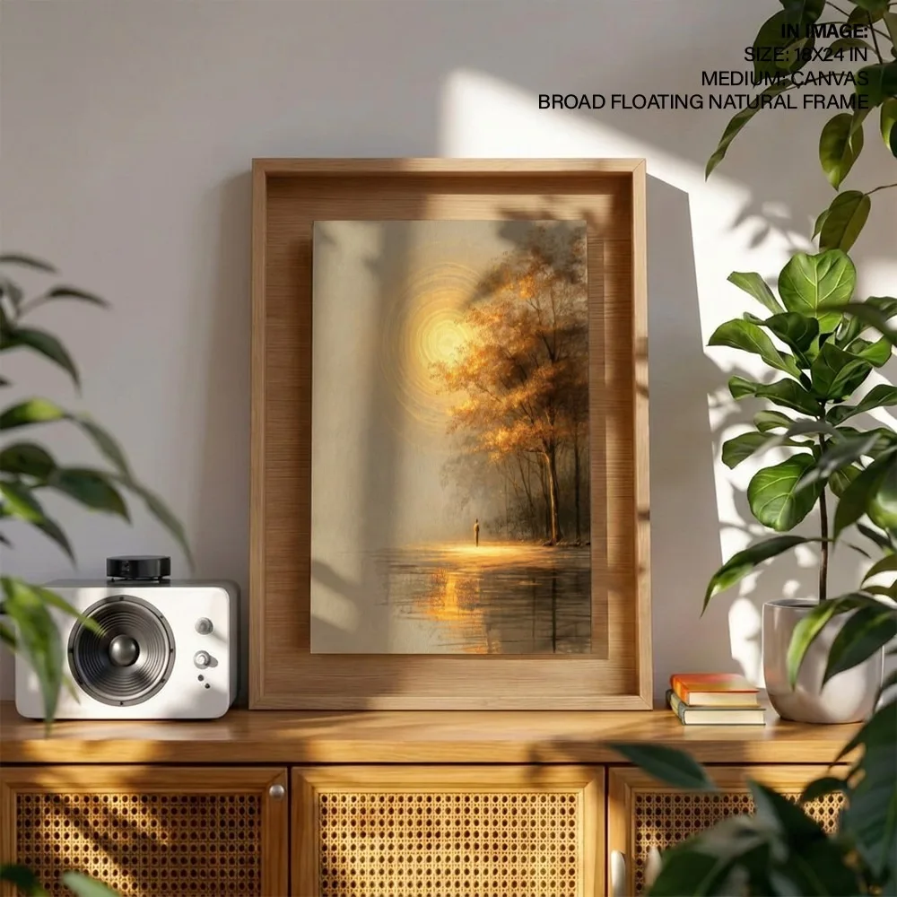 Solitary Figure's Radiance – Vastu Energy Wall Art, West, For Fulfillment and Tranquility