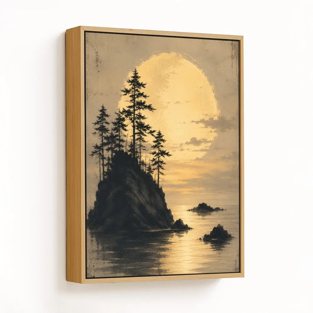 Moonlit Island Pines – Vastu Shastra Art, West, For Fulfillment and Tranquility