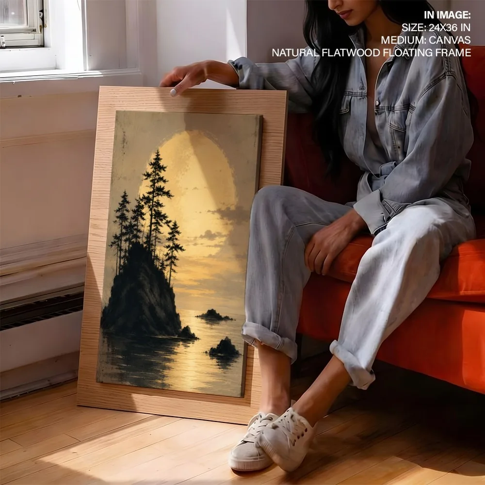 Moonlit Island Pines – Vastu Shastra Art, West, For Fulfillment and Tranquility