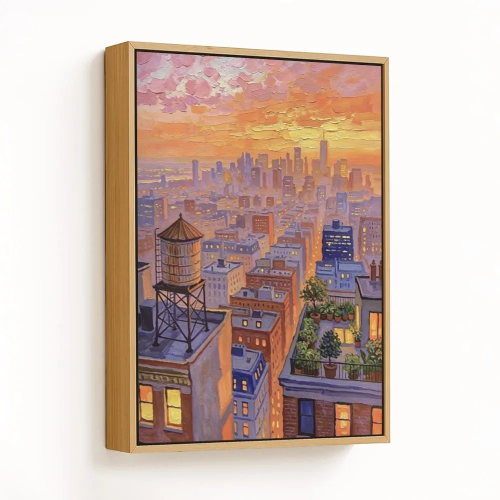 Luminous City Rooftops – Vastu Shastra Art, West, For Fulfillment and Tranquility