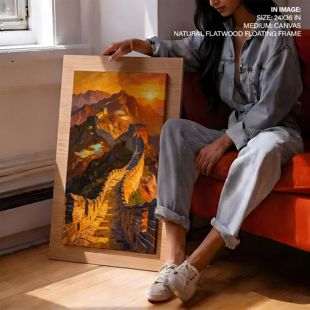 Great Wall's Amber Glow – Vastu Wall Hanging, West, For Fulfillment and Tranquility