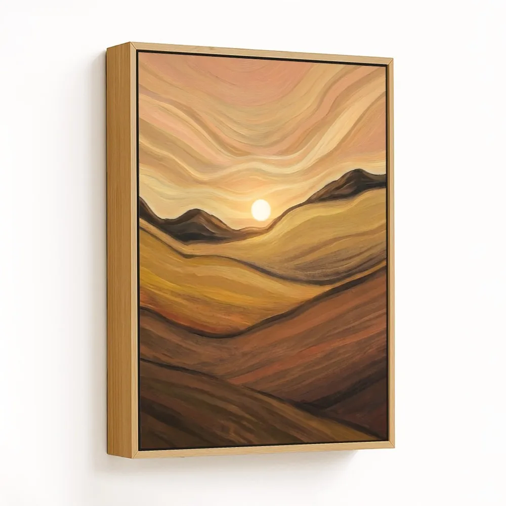 Radiant Hillside Sunset – Vastu Energy Wall Art, West, For Fulfillment and Tranquility
