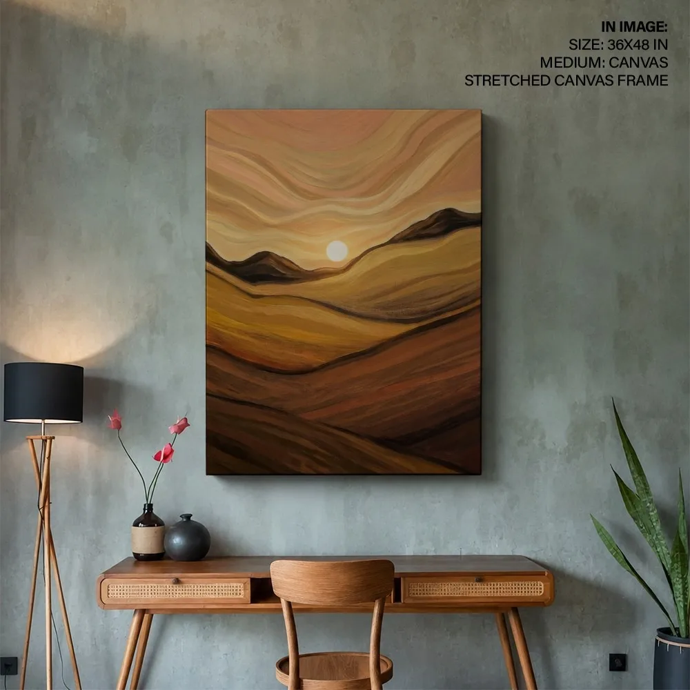 Radiant Hillside Sunset – Vastu Energy Wall Art, West, For Fulfillment and Tranquility