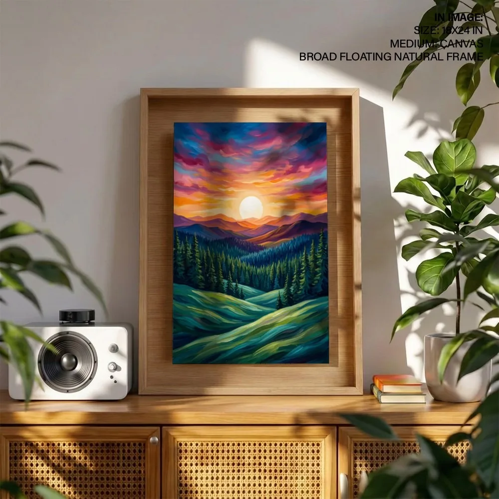Vibrant Mountain Landscape – Vastu Shastra Space Decor, West, For Fulfillment and Tranquility