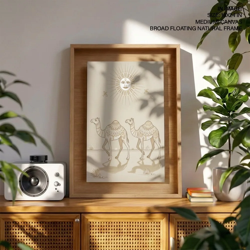 Serene Desert Camels – Vastu Shastra Art, West, For Endurance and Prosperity"
