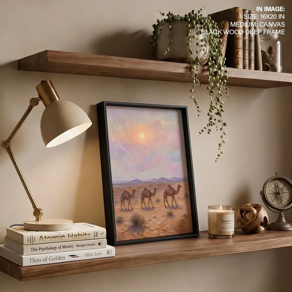 Desert Camels at Dusk – Vastu Energy Home Decor, West, For Endurance and Prosperity