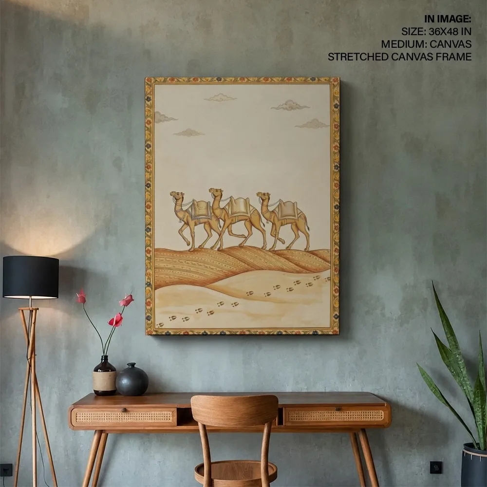 Serene Camel Caravan – Vastu Wall Hanging, West, For Endurance and Prosperity