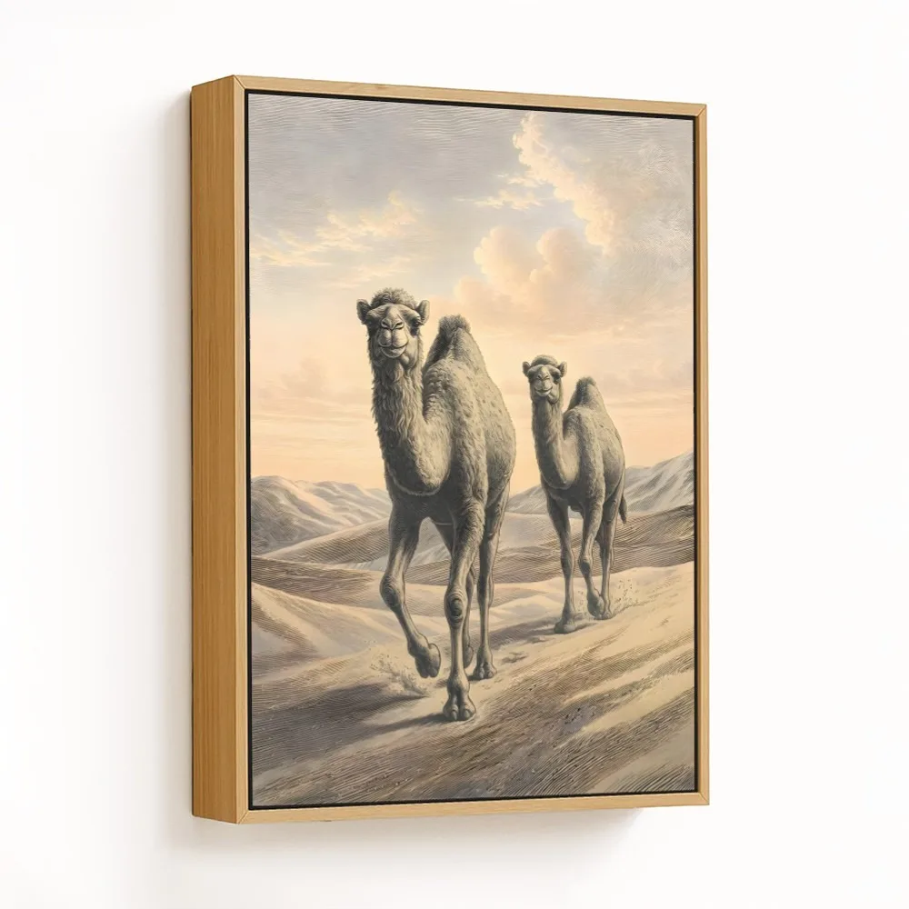 Golden Dune Camels – Vastu Energy Wall Decor, West, For Endurance and Prosperity