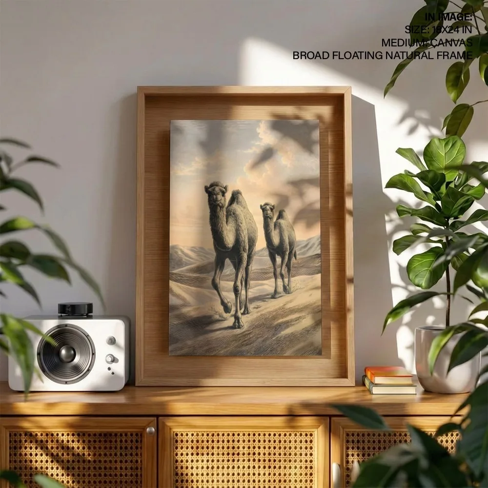 Golden Dune Camels – Vastu Energy Wall Decor, West, For Endurance and Prosperity