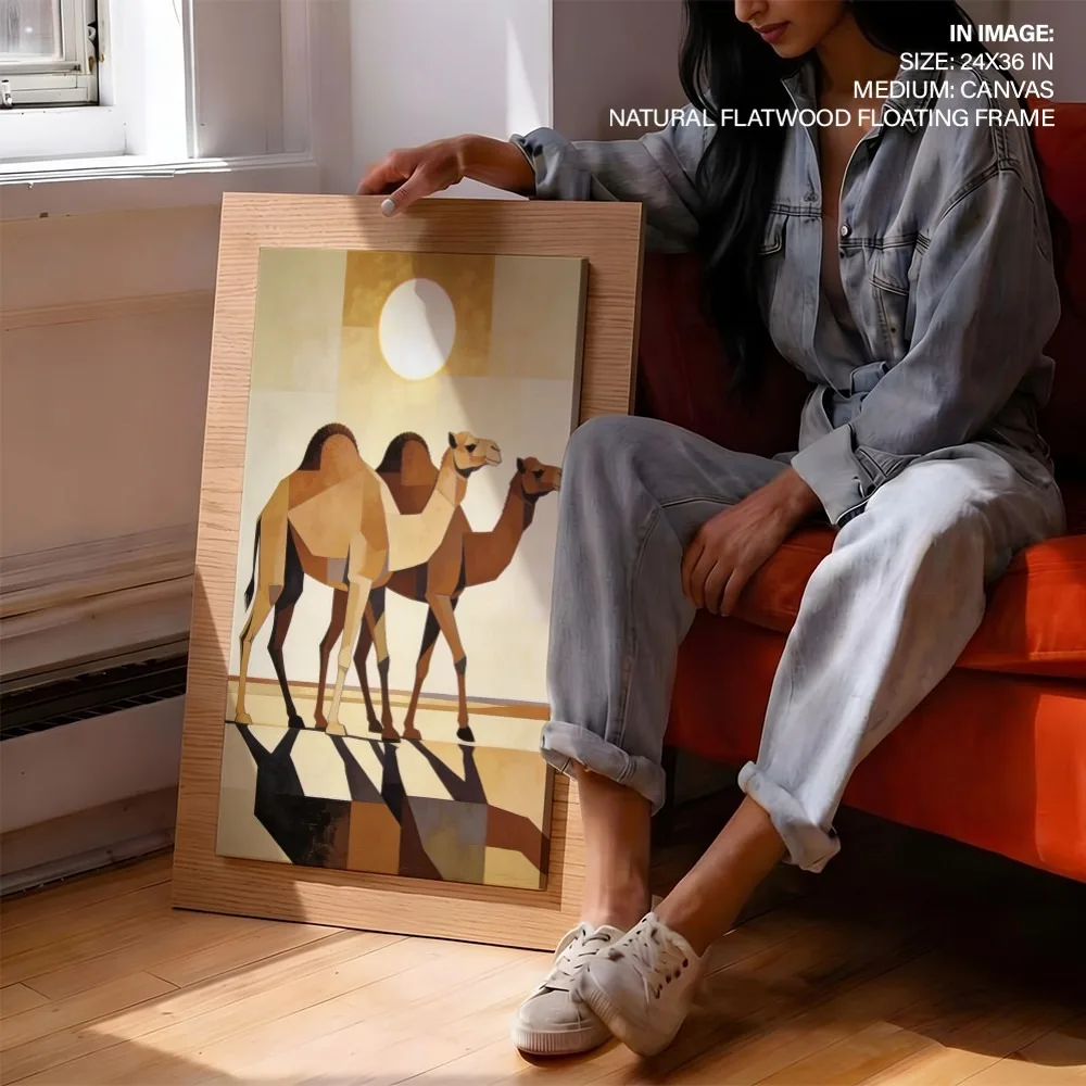Midday Desert Camels – Vastu Shastra Space Decor, West, For Endurance and Prosperity