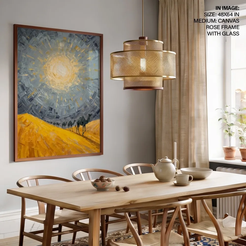 Sun-drenched Camel Train – "Vastu Shastra Space Decor, West, For Endurance and Prosperity