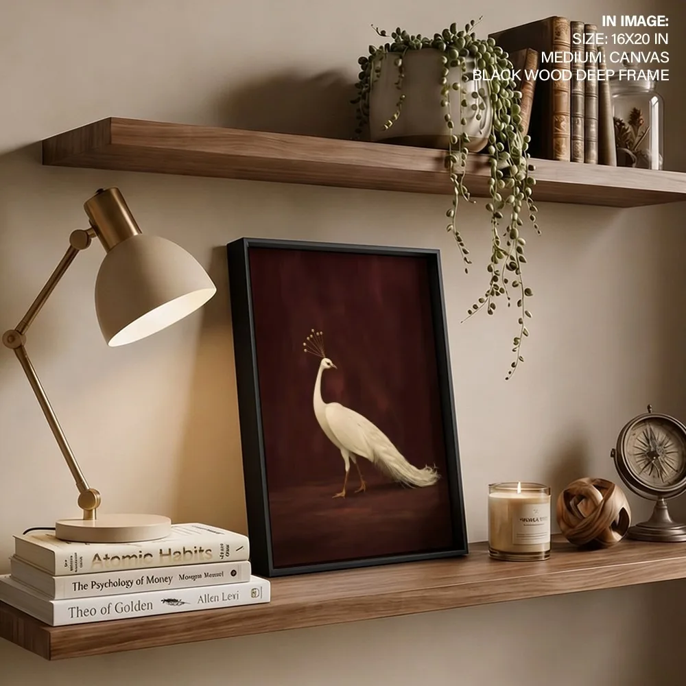 Fine Art White Peacock Crown – Vastu Home Decor, Southeast, For Passion and Vitality