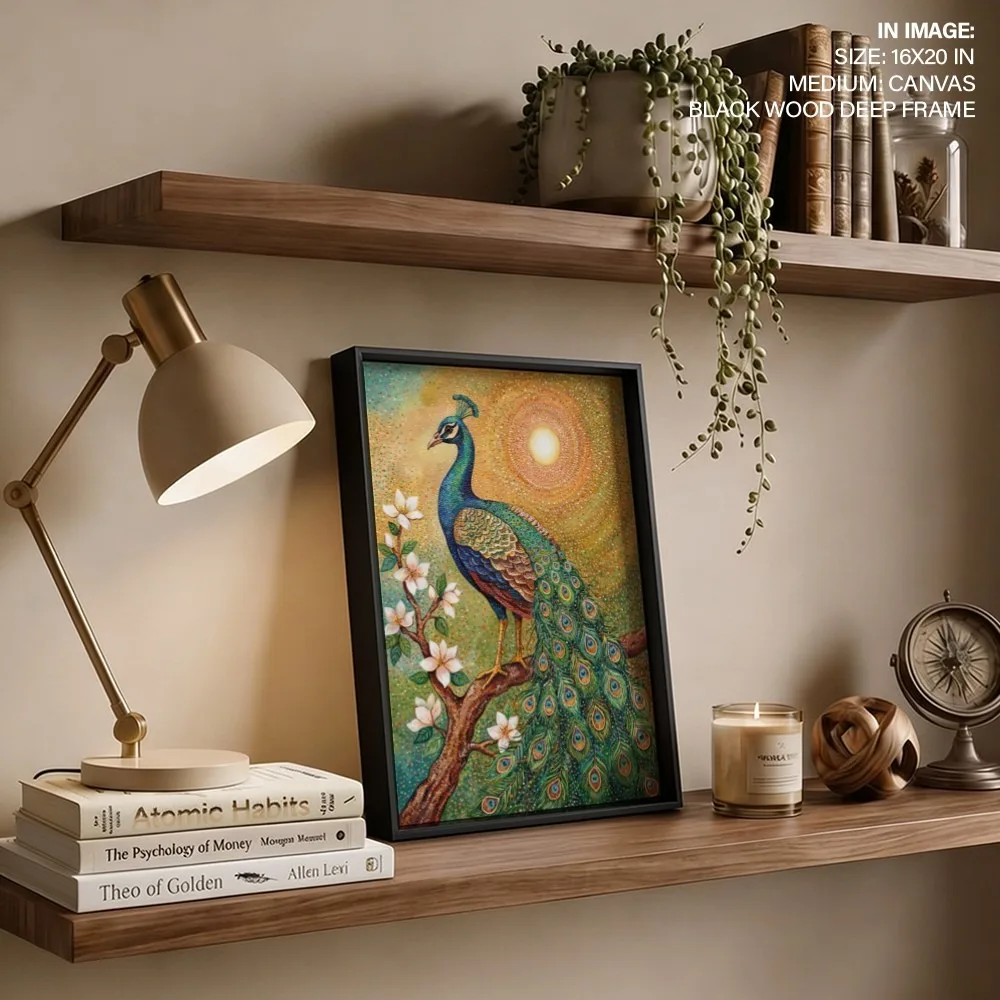 Gond Peacock on Flowering Branch – Vastu Energy Home Decor, Southeast, For Passion and Vitality