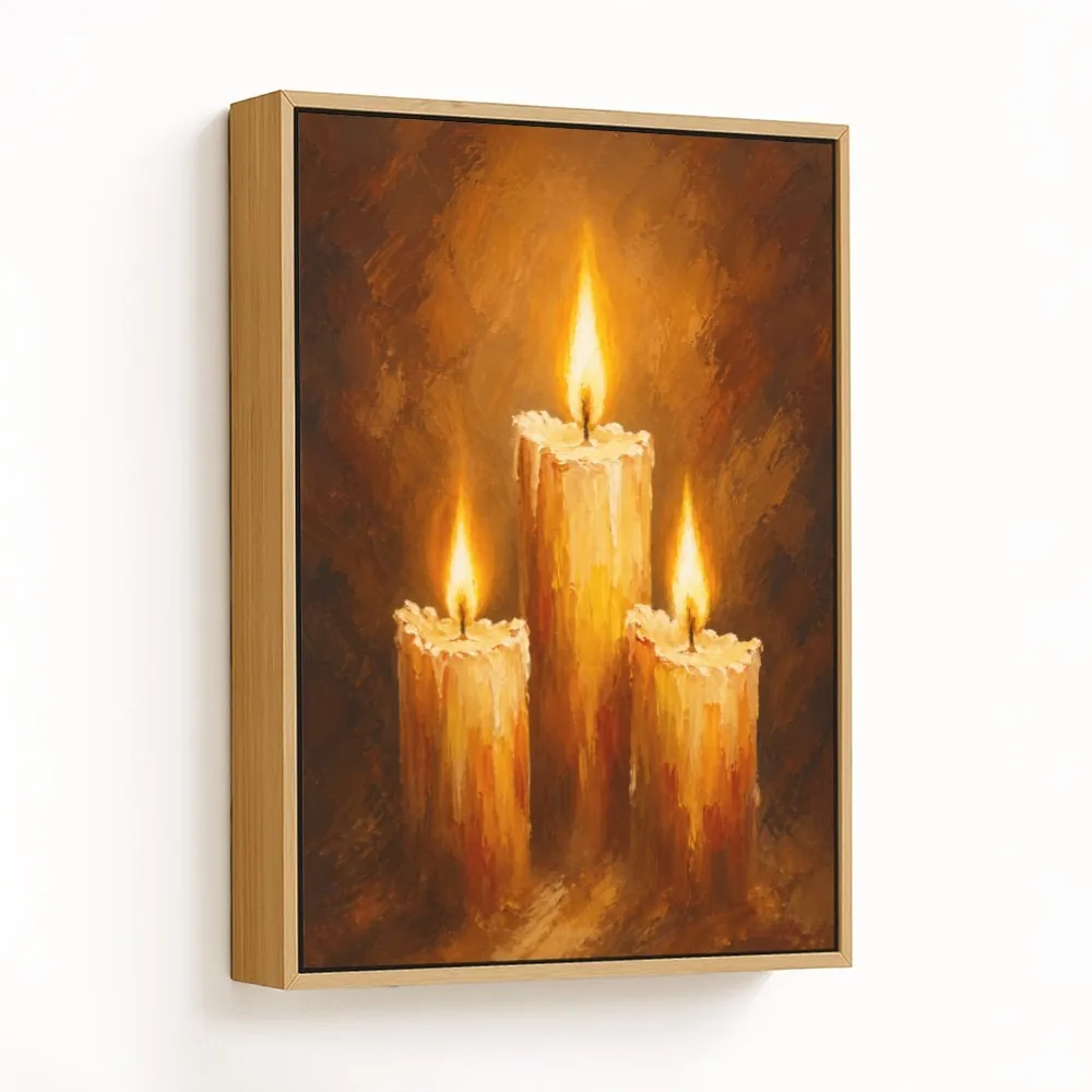 Romantic Three Lit Candles – Vastu Shastra Art, Southeast, For Vitality and Liquidity.