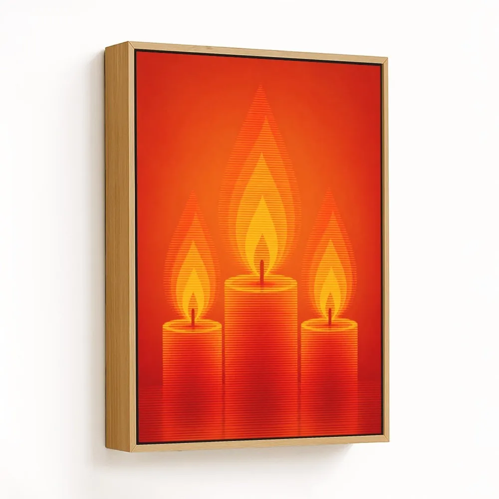 Contemporary Three Lit Candles – Vastu Energy Wall Decor, Southeast, For Vitality and Liquidity