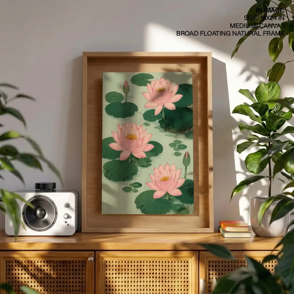Oriental Pink Water Lilies – Vastu Energy Wall Decor, Southeast, For Prosperity and Harmony