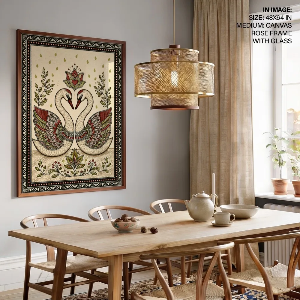 Madhubani Pair of Swans – Vastu Energy Home Decor, Southwest, For Fidelity and Harmony